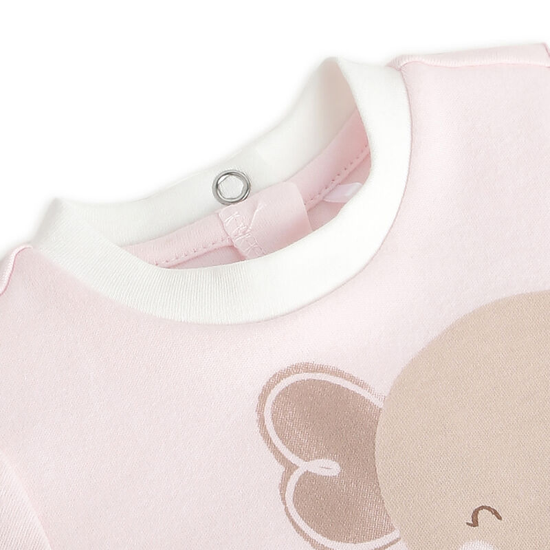 Girls Light Pink Printed Nappy Opening Babysuit image number 2